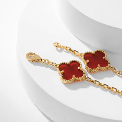 [baslovejewels]CLOVER 10 MOTIFS CARNELIAN NECKLACE