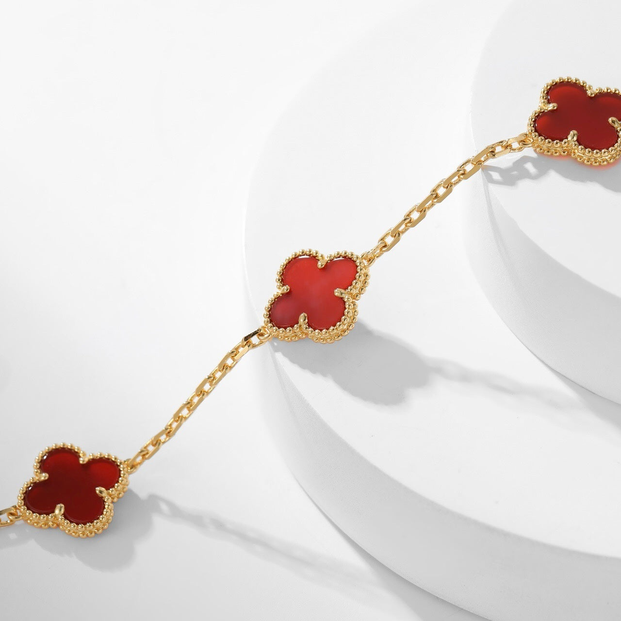 [baslovejewels]CLOVER 10 MOTIFS CARNELIAN NECKLACE