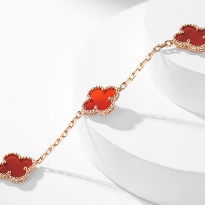 [baslovejewels]CLOVER 10 MOTIFS CARNELIAN NECKLACE
