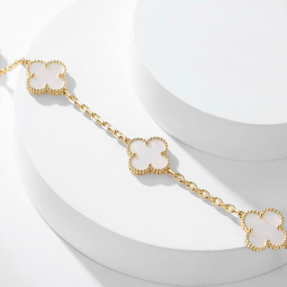 [baslovejewels]CLOVER 10 MOTIFS WHITE MOTHER OF PEARL NECKLACE