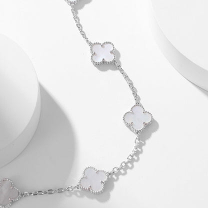 [baslovejewels]CLOVER 10 MOTIFS WHITE MOTHER OF PEARL NECKLACE