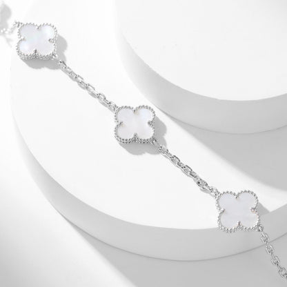 [baslovejewels]CLOVER 10 MOTIFS WHITE MOTHER OF PEARL NECKLACE