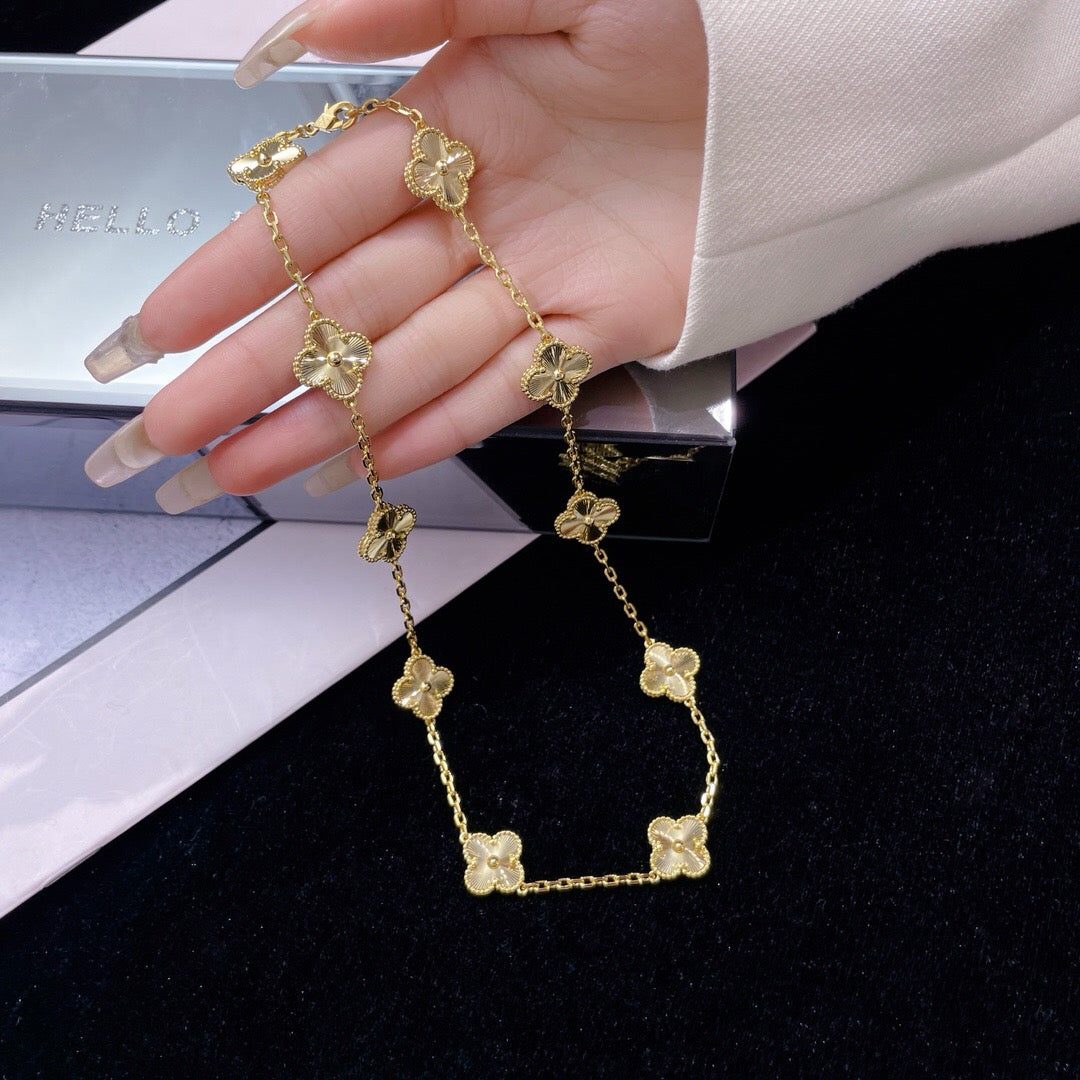 [baslovejewels]CLOVER 10 MOTIFS LASER NECKLACE
