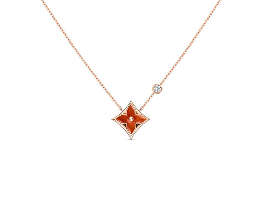 [baslovejewels]STAR NECKLACE PINK GOLD 1 DIAMOND