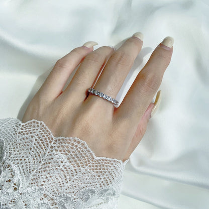 [baslovejewels]Sparkling Round Cut Tennis Ring