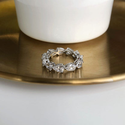[baslovejewels]Exquisite Pear Cut Tennis Ring