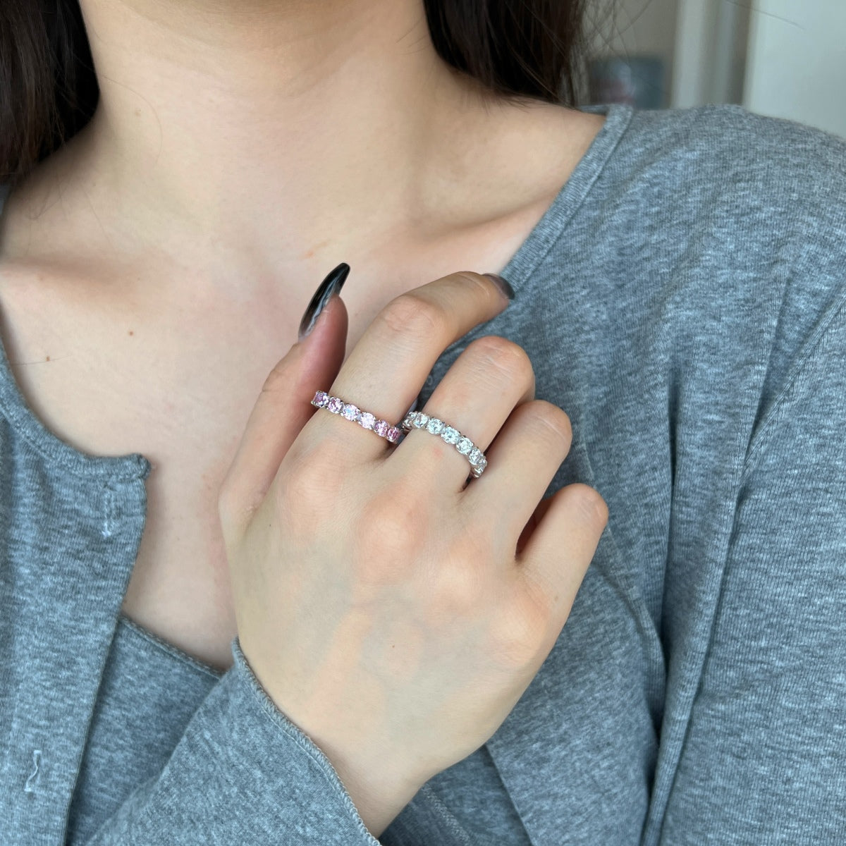 [baslovejewels]Eternity Round Cut Tennis Ring