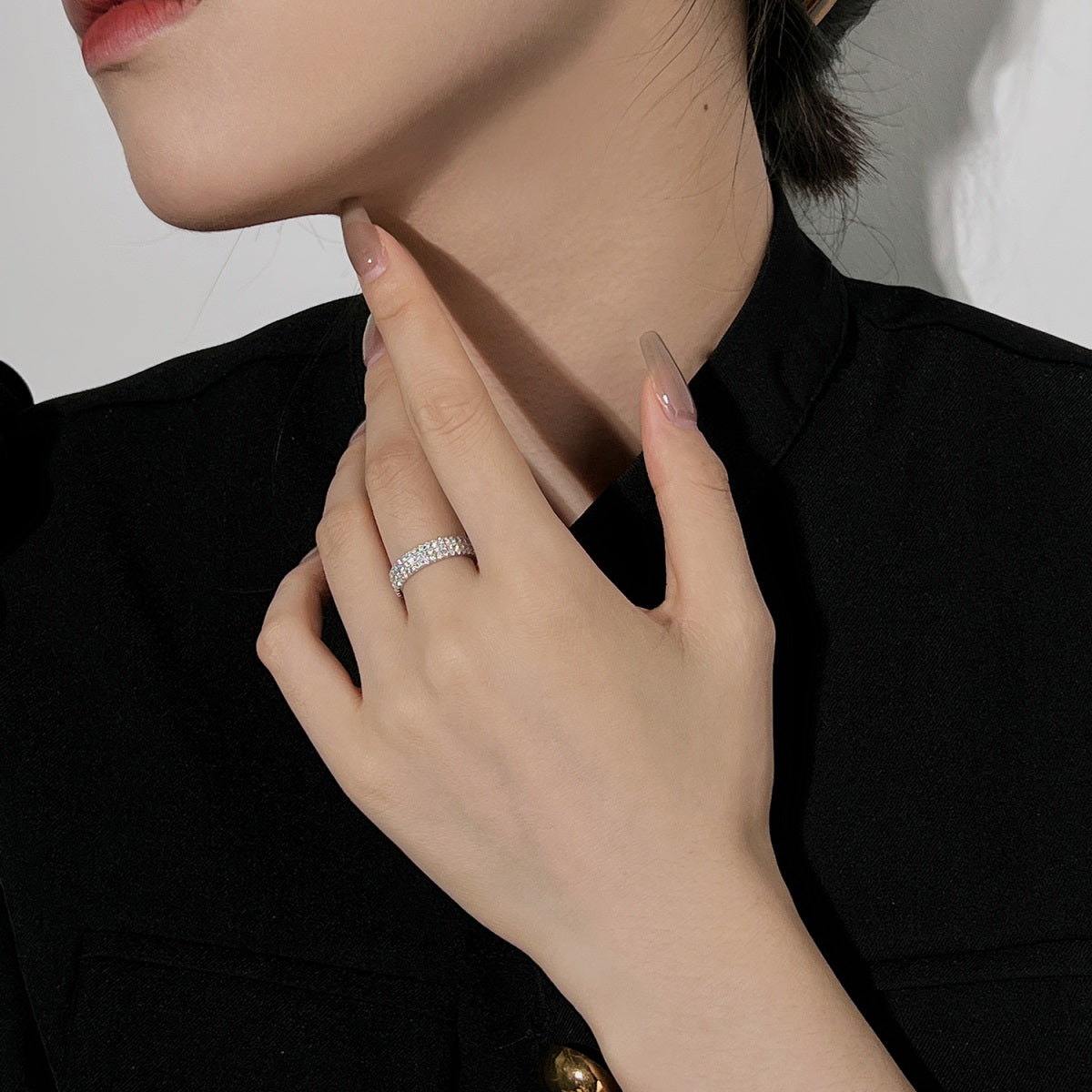 [baslovejewels]Dainty Round Cut Tennis Ring