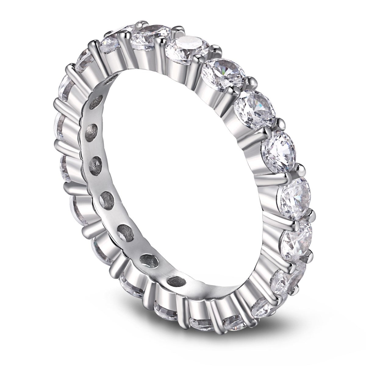 [baslovejewels]Sparkling Round Cut Tennis Ring
