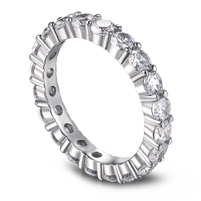 [baslovejewels]Sparkling Round Cut Tennis Ring