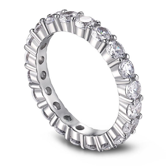 [baslovejewels]Sparkling Round Cut Tennis Ring