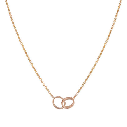 [baslovejewels]LOVE NECKLACE DOUBLE RING PINK GOLD