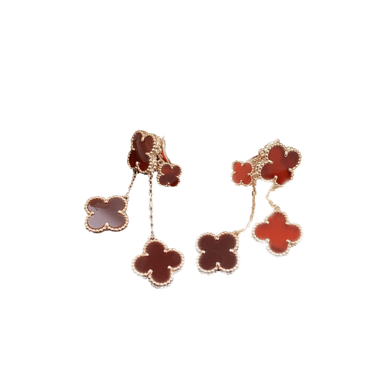 [basloveJW]CLOVER EARRINGS CARNELIAN 4 MOTIFS PINK GOLD