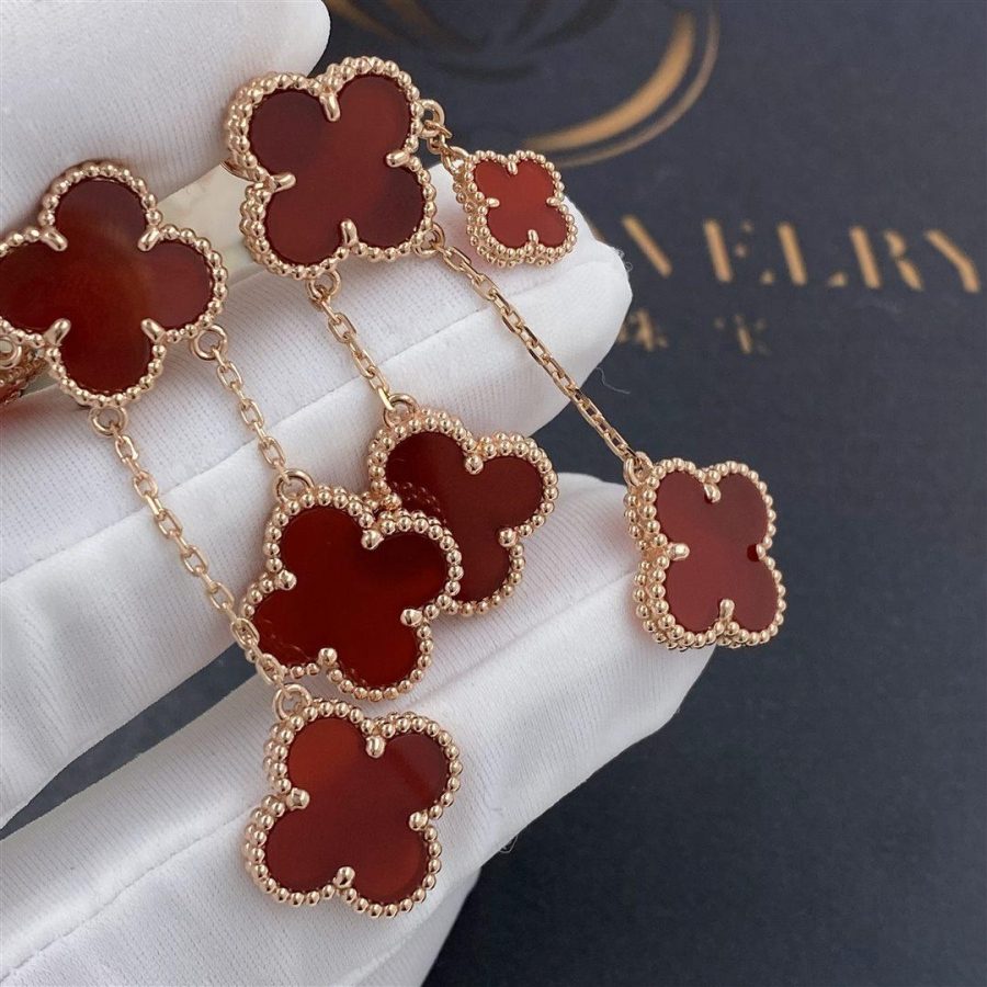 [basloveJW]CLOVER EARRINGS CARNELIAN 4 MOTIFS PINK GOLD